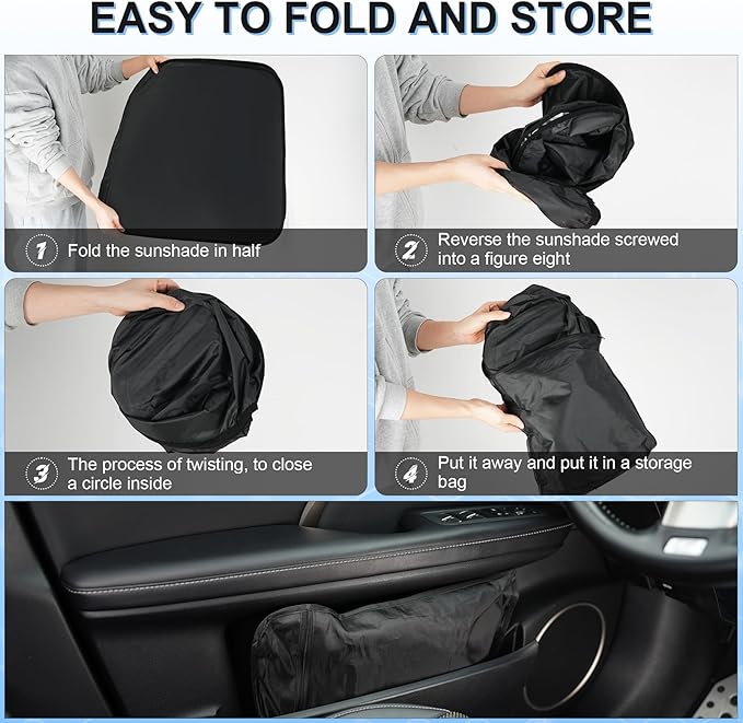 SINGARO Universal 300T Car Windshield Sun Shade, Foldable Reflective for Windshield & Window Shades with Overlapping Design, Car Interior Accessories (64.5" L x 33" W)