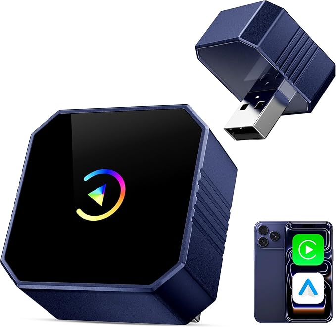 2026 Mini Wireless CarPlay Adapter Upgrade Wired to Wireless for CarPlay & Android Auto Plug and Play Fast Auto-Reconnect Stable Control Zero Delay for iPhone iOS 10+ & Android 11+
