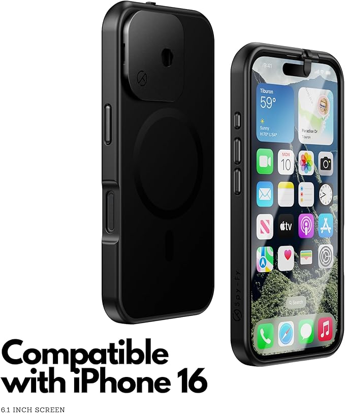 Spy-Fy iPhone 16 Privacy Case with Camera Covers Front and Rear | Magsafe compatible and Kickstand | Protect Your iPhone and Privacy | 6-Foot Drop Proof | 6,1 Inch | Camera Protection by Valenta