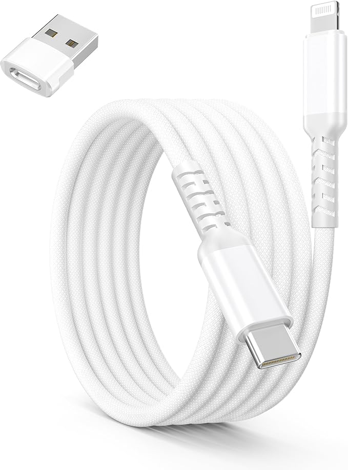Basesailor USB C to Lightning Charger Cable 10FT with USB A Adapter,USB Type C Fast Charging Power Cord for Apple iPhone 14 13 12 11 Mini Pro Max Plus,XS XR X 8 7 6 5 SE,iPad 8 9 8th 9th Generation