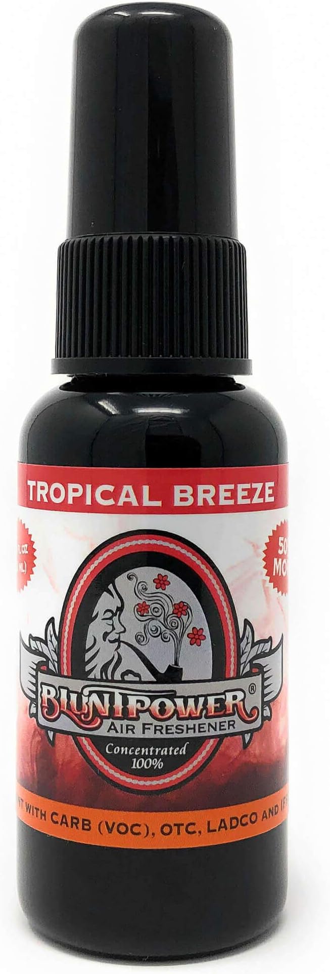 Blunt Power Air Freshener Spray - Tropical Breeze Red, 1.5 Oz - Long-Lasting Oil-Based Room and Car Deodorizer