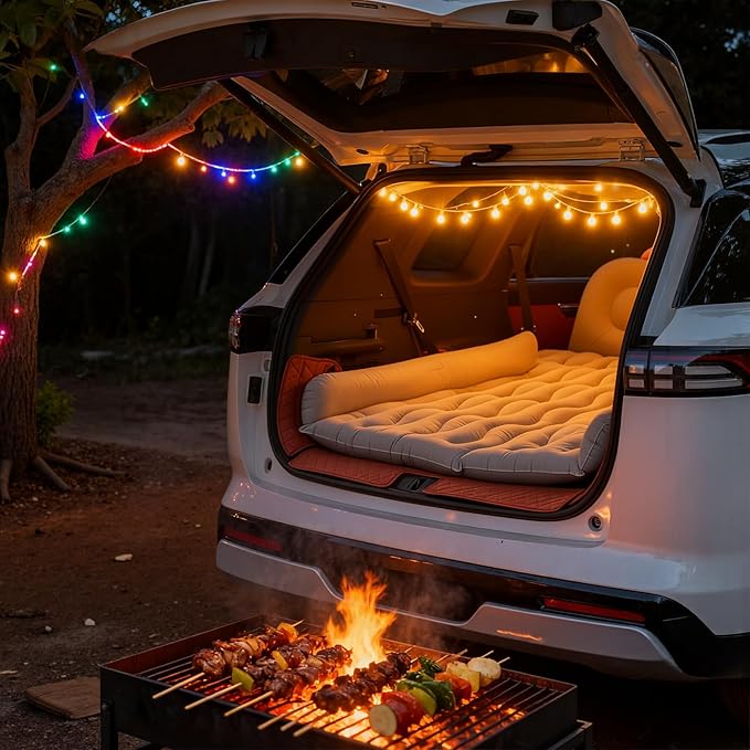 WEY&FLY Car Air Mattress for SUV, Quick Inflation Travel Bed with Air Pump, Portable Sleeping Pad for Camping, Fits Most SUVs and Sedans, Comfortable and Durable