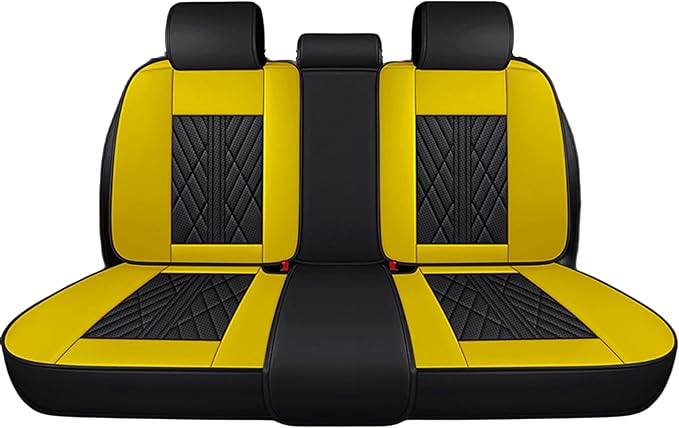 Premium Nappa Leatherette Car Seat Cover Set Custom Fit for Honda CR-V CRV 2000-2023 2024 2025 2026 Water-Proof Breathable Faux Leather Seat Cushion Protectors (Full Set 5 Seats,Black Yellow)
