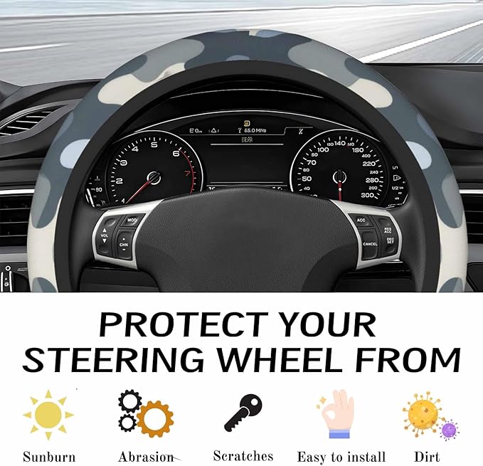 Steering Wheel Cover Accessories Neoprene Cover, Breathable Non-Slip Easy to Install Suitable for Women Men, 14.5-15.5 Inch for Car SUV Van Truck Universal - Camouflage