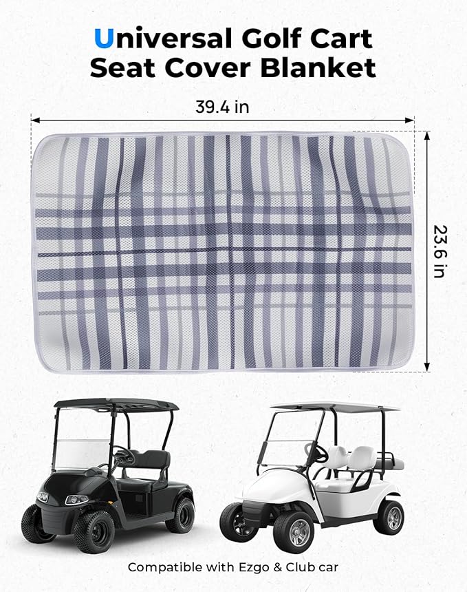 KEMIMOTO Universal Golf Cart Seat Towel Blanket Covers for All Weather, Compatible with EZGO, Club Car and More 2-Seat Golf Carts