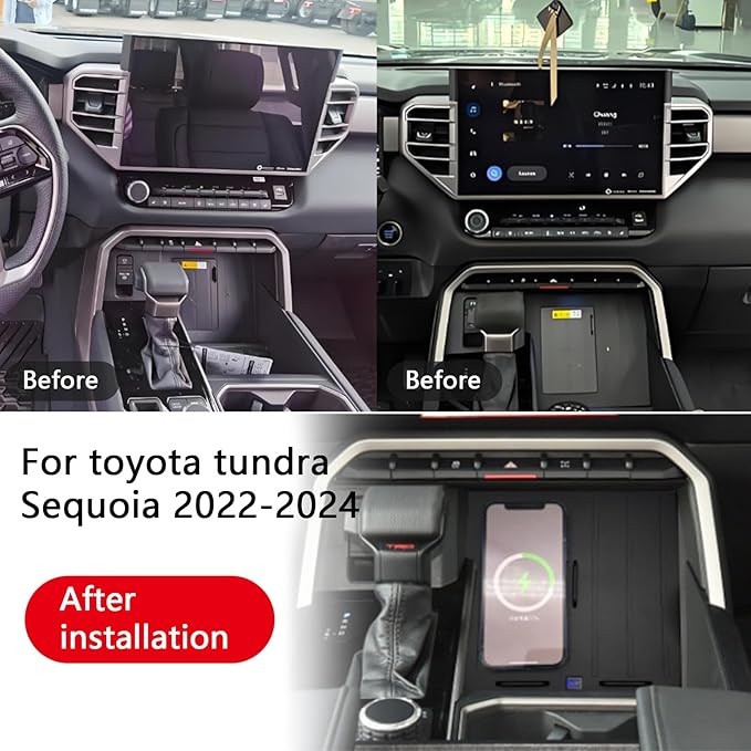 for Toyota Tundra Sequoia 2022-2024 Car Center Console Phone Charger Fast Wireless Charger Charging Plate Charging Holder