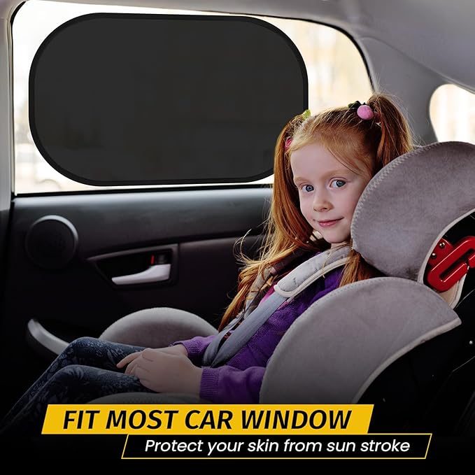 4 Pack Car Window Shade - 20″ × 12″ Car Side Window Covers for Baby, Cars Window Sun Shade, Glare Shield and UV Rays Protection for Your Child, Mesh Window Shades for Baby