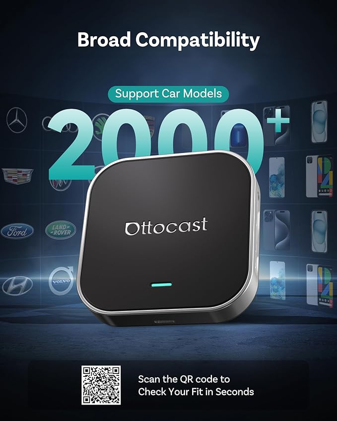 OTTOCAST Magic CarPlay Box 3-in-1 Wireless CarPlay Adapter for iPhone & Android Auto with YouTube Netflix TikTok+,Plug & Play,Auto Bluetooth Connection, Supports SIM & TF Card,App Download,E2
