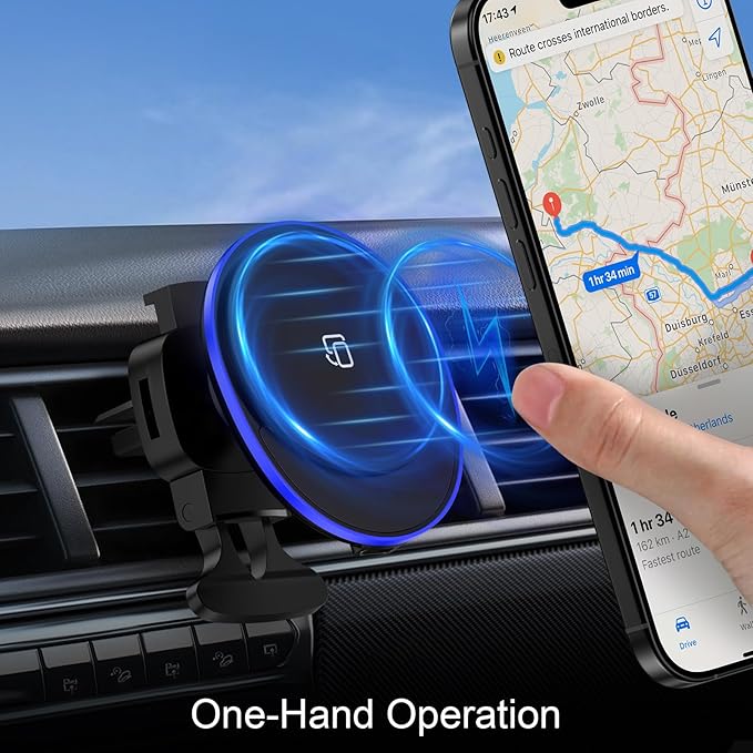 Wireless Mag Car Mount Charger for Samsung Galaxy S26 Ultra S26 Plus S25 Ultra S24 FE S23 Plus S22 S21 S20, 15W Magnetic Auto Phone Charging Car Wireless Charger for Google 10 9A 8A 7 8 9 Pro Fold XL