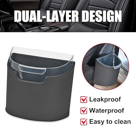 Leakproof Car Trash Can with Removable Liner Garbage Can, Mini Car Trash Bin Multipurpose for Vehicle, SUV and Truck