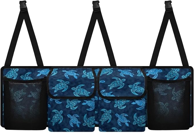 Sea Turtle Car Trunk Organizer and Storage, Backseat Hanging Storage with 4 Bag Car Accessories, Backseat Car Organizer Universal for Cars, Truck