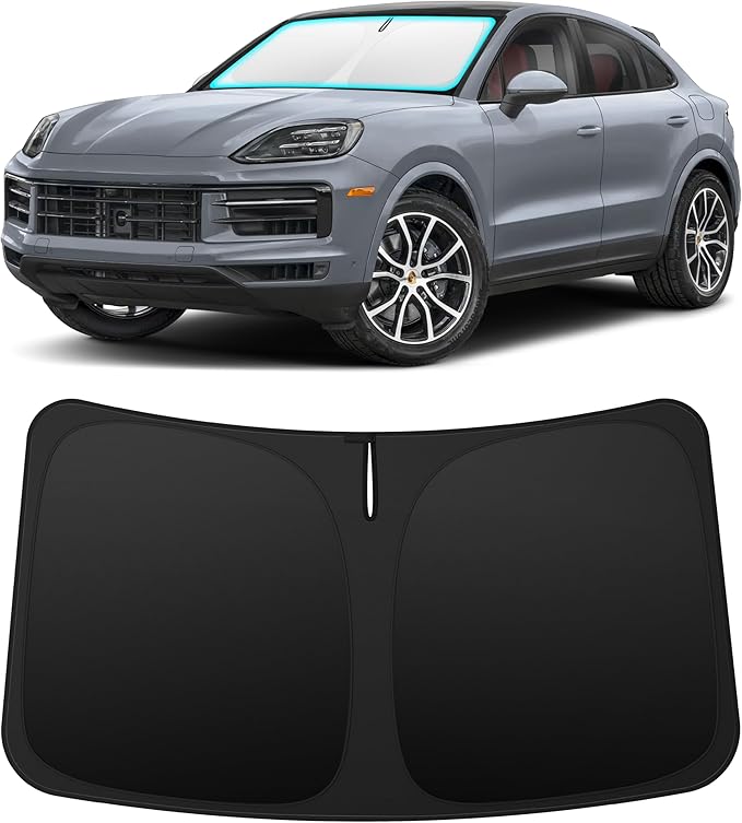 INSAUTO Custom Fit Windshield Sun Shade Accessories for Porsche Cayenne 2019–2026, Foldable Front Window Sunshade, UV & Heat Reflector, Keeps Interior Cool, Includes Storage Bag