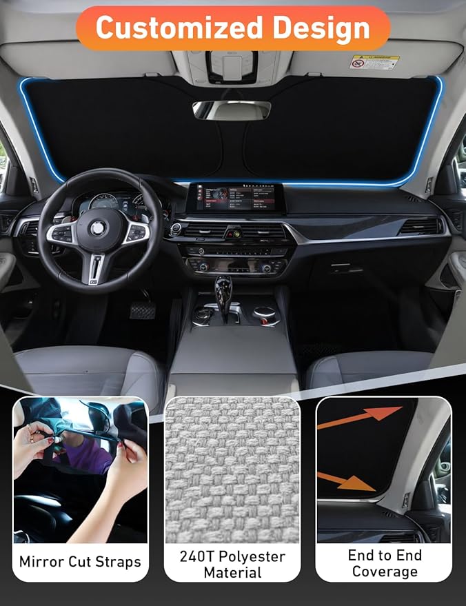 EcoNour Windshield Sunshade Compatible for Cadillac XT4 2019-2023 2024 2025, Sun Visor for Front Windshield & Window Sun Shade Cover, UV Heat Blocker & Protector, Car Accessories