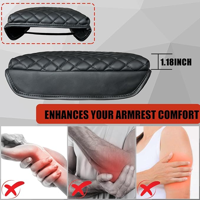 Center Console Cover for Chevy Silverado/GMC Sierra 2019-2025, Tahoe/Suburban/Yukon 2021-2024 2025, Vinyl Leather Console Lid Cushion Silverado Accessories, Bucket Seat (Black)