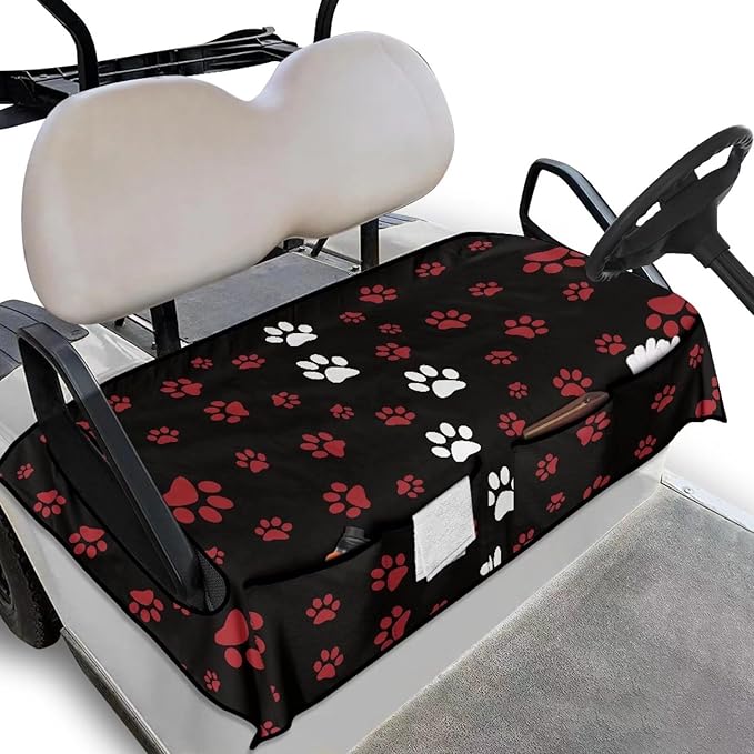 Biyejit Golf Cart Seat Covers with 4 Pockets Golf Cart Seat Towel Blanket Fits 2-Seat Golf Carts, Golf Cart Accessories