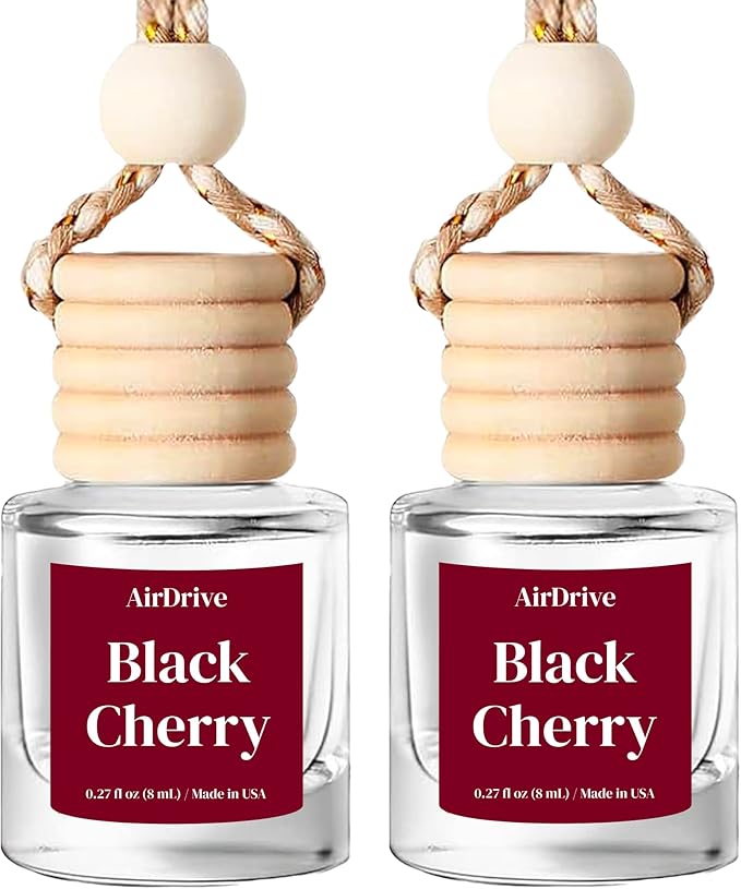 Car Air Freshener Black Cherry 2 Pack Hanging Air Freshener Diffuser, Cute Car Accessories Air Freshner for Women & Men Gift Non-Toxic Car Scent Long Lasting Oil Diffuser Made in USA