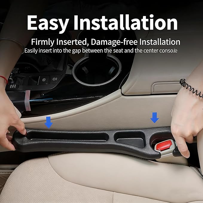 Car Seat Gap Filler Set of 2, Multifunctional Seat Side Gap Seam Filler Organizer with Phone Holder, Universal Fit Fill The Gap Between Seat & Console for Car, SUV, Truck