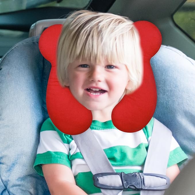 Baby Travel Pillow, Upgrade U-Shape Infant Pillow for Car Seat Pushchair and Stroller, Soft Comfortable Sleep Cushion for Kids Newborn and Toddler -Red