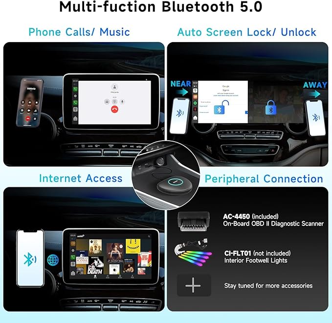 Wireless CarPlay Adapter, Magic AI Box with 4G LTE | GPS | Full Android OS, Wireless CarPlay Box Compatible with Wired Factory CarPlay & Android Auto, Support for YouTube/Netflix