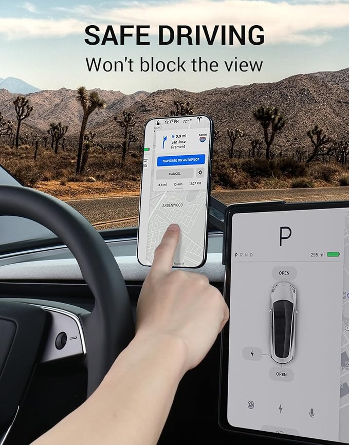 BASENOR Phone Mount for 2025 2026 Tesla Model Y Juniper Tesla Model 3 Highland [Strongest Magnet Power] Magnetic Holder 360° Adjustable Stand Accessories (Standard/Premium/Performance)
