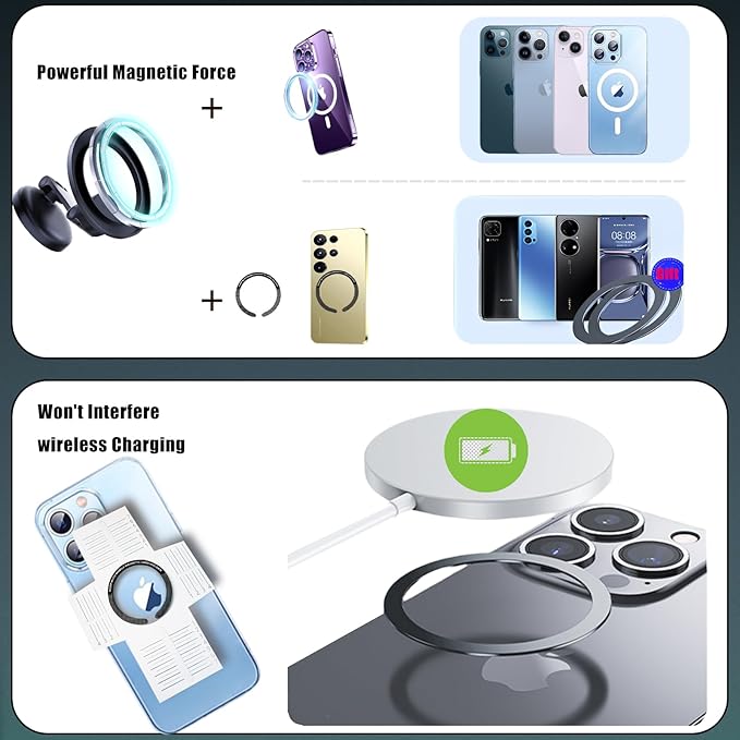 Fits MagSafe Car Mount for Universal Dashboard & Tesla Screen Zinc Alloy Foldable Hands-Free iPhone Car Mount Super Stable Car Mount for iPhone 15 Pro Max 14 13 12&All Phones