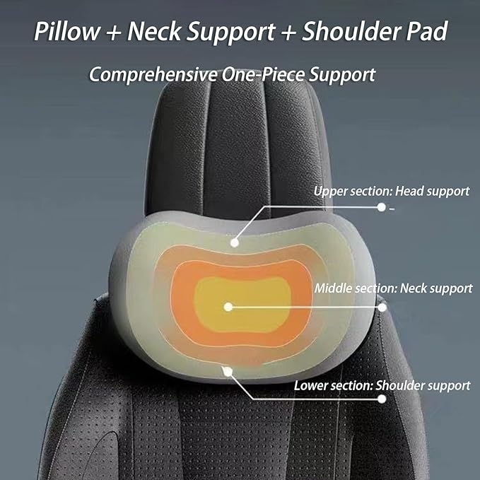 Car Lumbar Support Pillow and Car Neck Pillow Kit for Acura MDX 2000-2020 2021 2022 2023 2024 2025 2026, Car Seat Neck Back Rest Pillows, Ergonomic Car Seat Headrest & Lumbar Cushion,B Grey