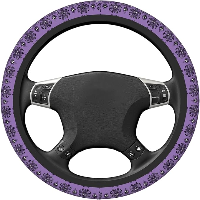 Haunted The Mansion Steering Wheel Cover Cute Universal 15 Inch Car Accessories Protector for Women Fit Auto SUV Sedan Vans Trucks