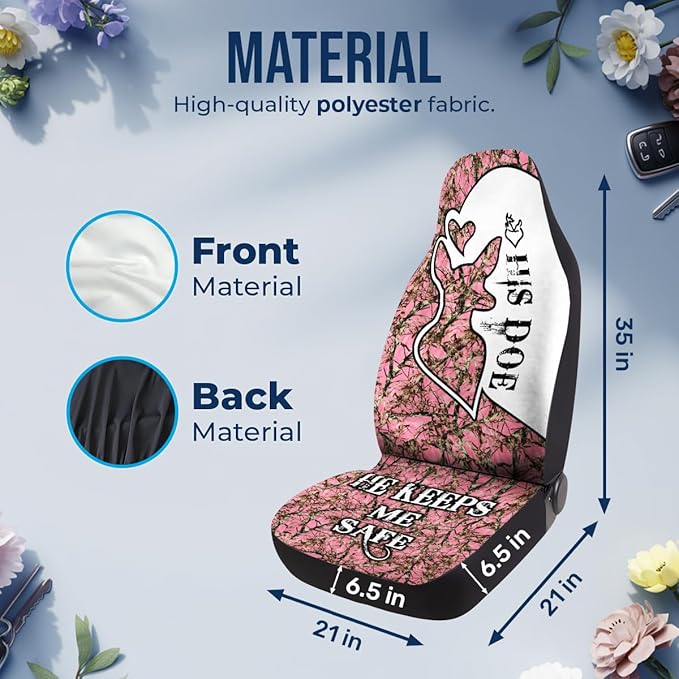 GENANY Hunting Couple Car Seat Covers Set of 2, Deer Breathable Front Seat Covers for Truck Sedan SUV, Couple Themed Car Accessories, Hunting Gift for Women Men