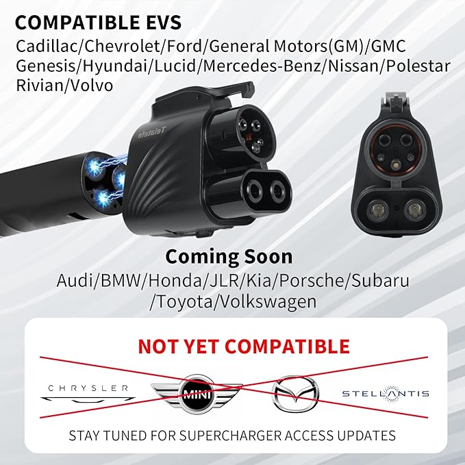 NACS to CCS1 Adapter for Tesla Supercharger - 250KW Max DC 500A 1000V, Compatible with Ford GM Hyundai Kia Rivian EVs,V3/V4 Charging Station Accessory, EV Car Charger Accessories