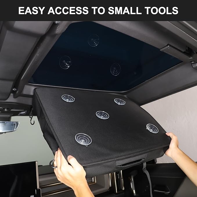 Roof Organizer Bag Storage for Hummer EV Accessories Sunroof Rooftop Panel Waterproof Foldable Heavy Duty Hardtop Cargo Carrier Bag Overhead for Hummer EV SUV Pickup 2022-2025 2026(Front Roof-Right )