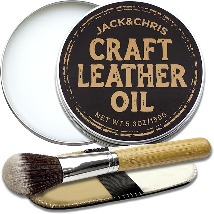 Jack&Chris Leather Cleaner and Conditioner, Mink Oil with Brush & Glove, Soften & Protect Leather for Car Seat, Couch, Shoes