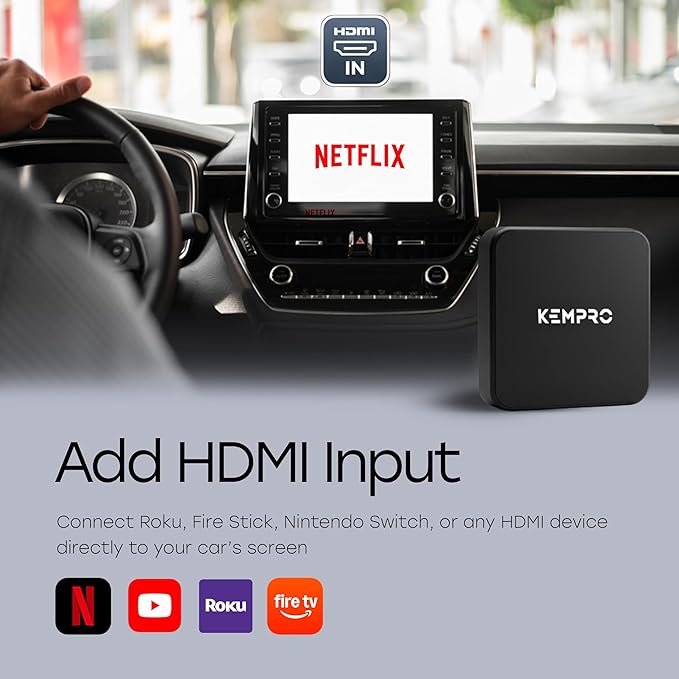 HDMI Wireless CarPlay Adapter – HDMI in for Watch Fire TV Stick, Switch & iPhone on Car Screen 2-in-1 Video Dongle for OEM Wired CarPlay USB A & C