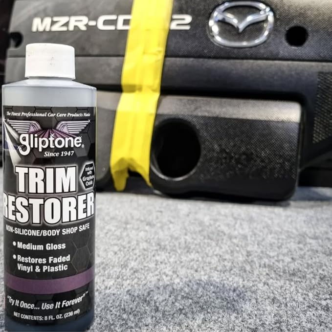 Gliptone Trim Restorer Graphene Infused, Semi-Permanent Coating for Plastic & Vinyl Exterior Trim, Restores Faded Color & Protects, Non-Silicone & Body Shop Safe, 8 oz