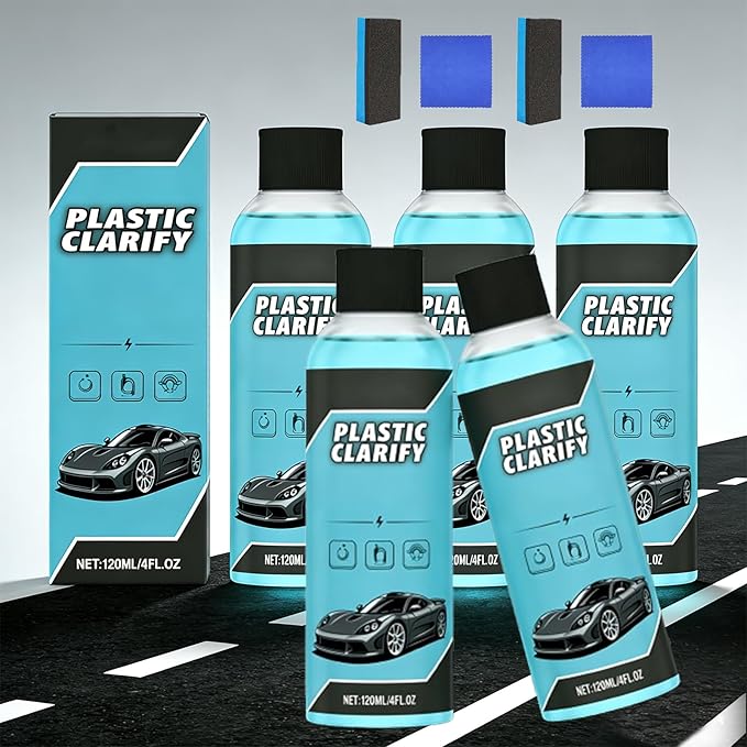 Interior Maintenance Refresher for Car, Plastic Clarify Tire Shine for Cars, 4 oz Black Plastic Car Trim Restorer Spray, Waterless Detailer for Rubber, Vinyl, and Plastic, Restores Deep Shine (5pcs)