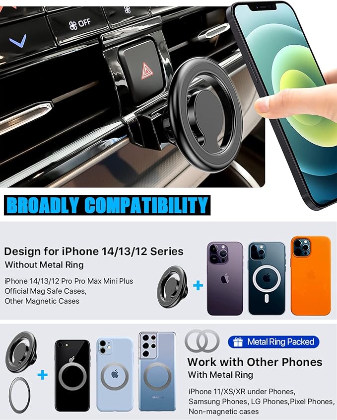 Car Phone Holder, Air Vent Phone Holder, Car Mount for Toyota Highlander 2020-2023, Magsafe Magnetic Navigation Stand Fit for iPhone 17 16 15 14 13 12 Pro Max Plus Mini, Magsafe Case, All Phones