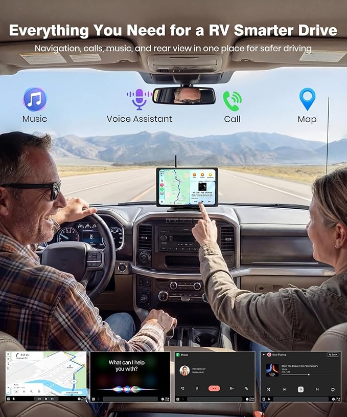 AUTO-VOX 8.2'' RV Backup Camera Wireless: Compatible with Pre-Wired RV, 1080P HD Monitor with CarPlay, Voice Control, IR Night Vision, DVR Recording Back Up Camera for Camper, Trailer, Motorhome