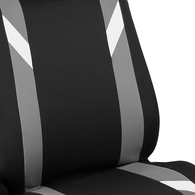 FH Group Car Seat Covers Premium Modernistic Flat Cloth Car Seat Covers Front Seats Only Gray Black, Airbag Compatible Universal Fit Interior Accessories Cars Trucks SUV Car Accessories Protector