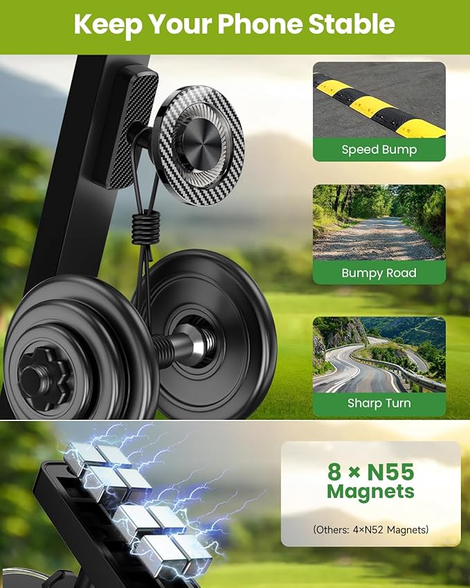Black Magnetic Golf Cart Phone Holder, Golf Accessories Gifts for Men Dad Husband Unique, Birthday Golf Gifts for Men Him Boyfriend, 360° Rotation Phone Mount for Golf Cart, Golfers Must Haves Gadgets