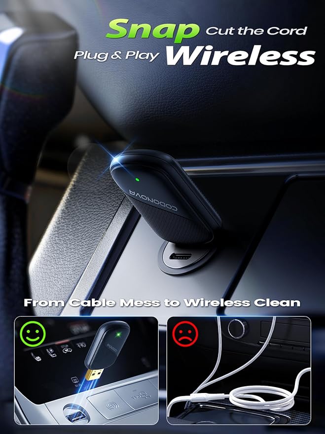 Mini Wireless CarPlay & Android Auto Adapter for iPhone & Android Phone (2026 Upgrade), No Lag, Fast Stable Connection, Converts Wired to Wireless CarPlay Dongle for 2016+ Cars, USB-A&C Port