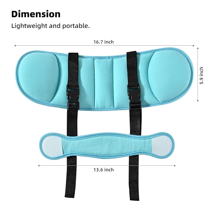 LETTON Adjustable Child Car Seat Head Support Band, Soft Kids Head Holder Head Strap, Safety Head & Neck Pillow Support - A Comfortable Sleep Solution, Lake Blue