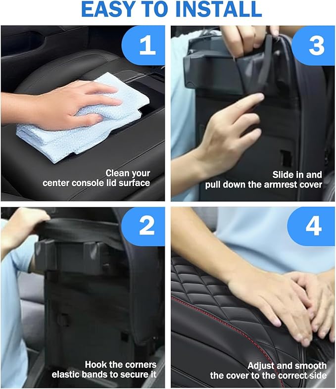 Center Console Cover for 2015-2020 F150, 2017-2022 F250 F350 F450, 2018-2024 Expedition Accessories, Leather Middle Armrest Console Cover Elbow Arm Rest Cushion (Bucket Seat Only)