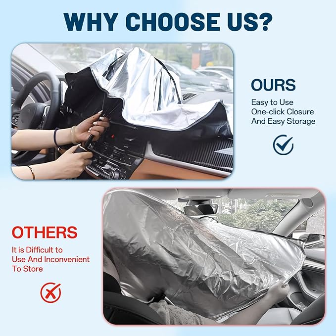 Windshield Sun Shade for Mazda CX-5 2017-2025, Umbrella Car Shades with 360°Rotating Shaft, Foldable Front Window Sunshade for UV & Heat Protection