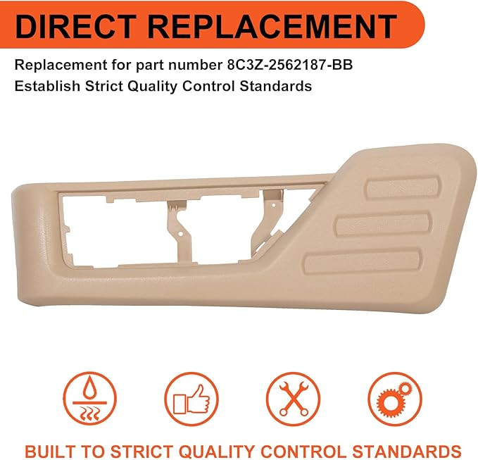 ECOTRIC Tan Front Driver Seat Cushion Panel Trim Compatible with 2008-2010 Ford F250 F350 F450 F550 Super Duty Replacement for # 8C3Z-2562187-BB
