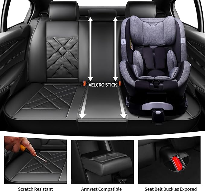 CX-90 Car Seat Covers Custom Fit for Mazda CX-90 2007-2026, Full Coverage Premium Leather Waterproof Breathable Seat Covers, Automotive Seat Protectors, Airbag Compatible(5 Seats, Black-Blue)