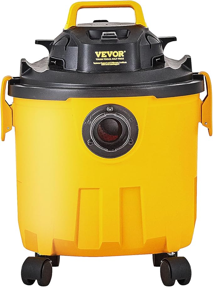 VEVOR 5 Gallon 6.0 Peak HP Wet and Dry Shop Vac， Portable Shop Vacuum and Blower 3-in-1 with Filter, Hose and Attachments for Home and Car Cleaning Black/Yellow