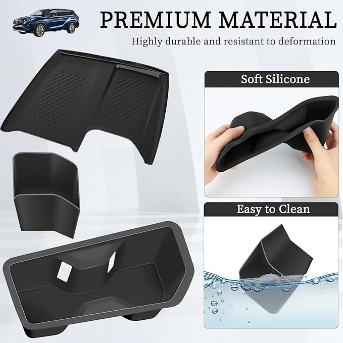 Compatible with Grand Highlander 2024-2026 Accessories, Black Silicone Center Console Cup Holder & Wireless Charging Anti-Slip Mat (3PCS)