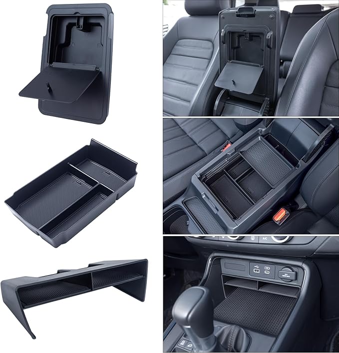 PIMCAR 3-Piece Center Console Organizer Set for 2023-2025 2026 Honda CR-V & CR-V Hybrid - Custom Fit Armrest Tray, Console Tray and Hidden Storage Box, Durable ABS Car Accessories