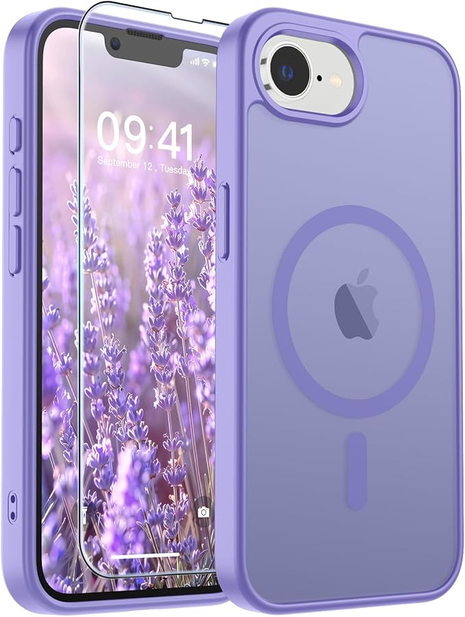 SUPFINE Magnetic for iPhone 17e Case/iPhone 16e Case (Compatible with MagSafe) (Military Grade Drop Protection) Slim Translucent Matte Shockproof with Anti-Fingerprint Phone Case,Purple