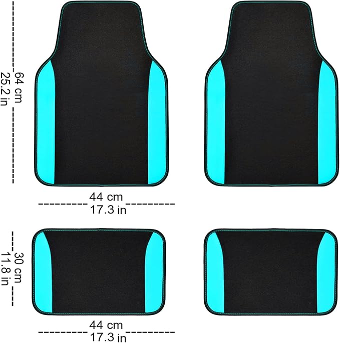 Flying Banner Car Seat Covers Front Seats Rear Bench Polyester car seat Protectors Easy installations Rear Bench Split Classic Man Lady Truck (Full Set - Low Back - Combo Pack, Black Mint Blue)