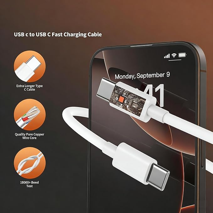 iPhone 17 16 Pro Max Charger Fast Charging, Super Fast USB C Chargers for iPhone 16 (6FT+6FT+10FT) Type C Chargers Cord with Fast Charger Block for iPhone 17/16/15 Series/iPad/ GalaxyS26/S25